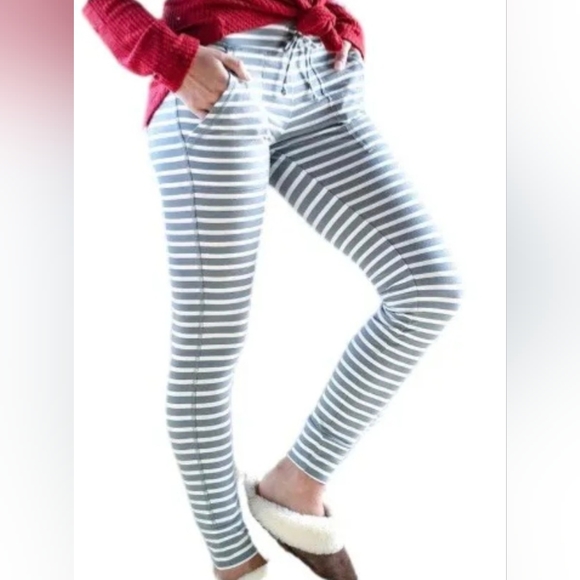 Grace & Lace Live In Loungers/Loggers In Grey/Ivory Stripe - Picture 13 of 14